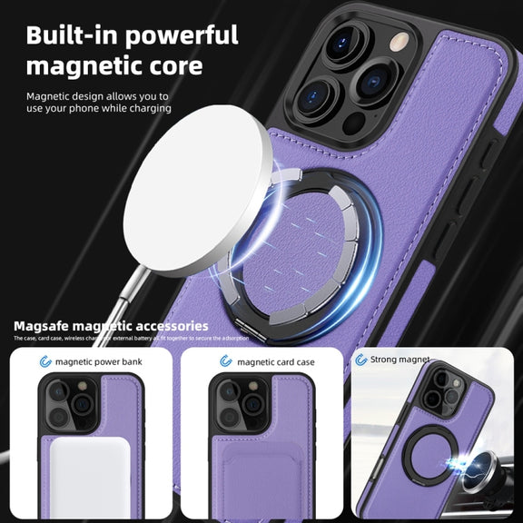 For iPhone 16 Plus Yashi 360 Degree Rotating MagSafe Holder Phone Case(Purple)