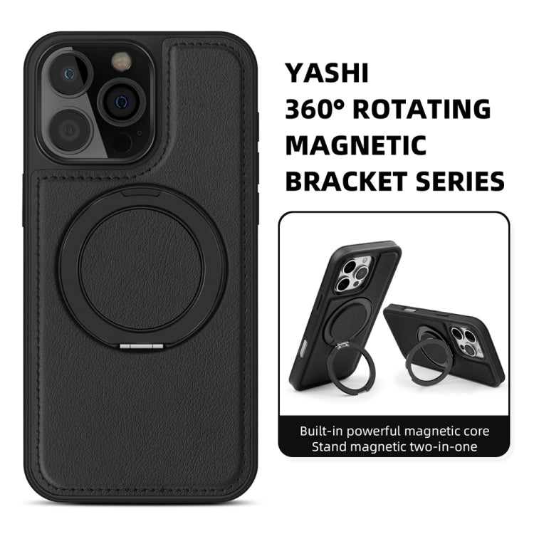 For iPhone 16 Plus Yashi 360 Degree Rotating MagSafe Holder Phone Case(Black)