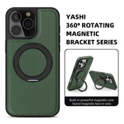 For iPhone 16 Yashi 360 Degree Rotating MagSafe Holder Phone Case(Dark Green)