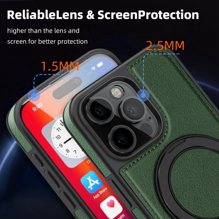 For iPhone 16 Yashi 360 Degree Rotating MagSafe Holder Phone Case(Dark Green)