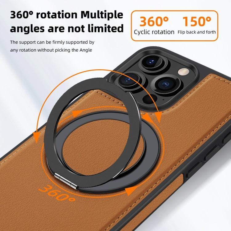 For iPhone 16 Yashi 360 Degree Rotating MagSafe Holder Phone Case(Brown)