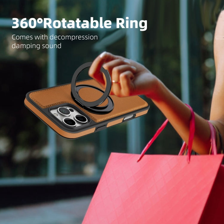 For iPhone 16 Yashi 360 Degree Rotating MagSafe Holder Phone Case(Brown)