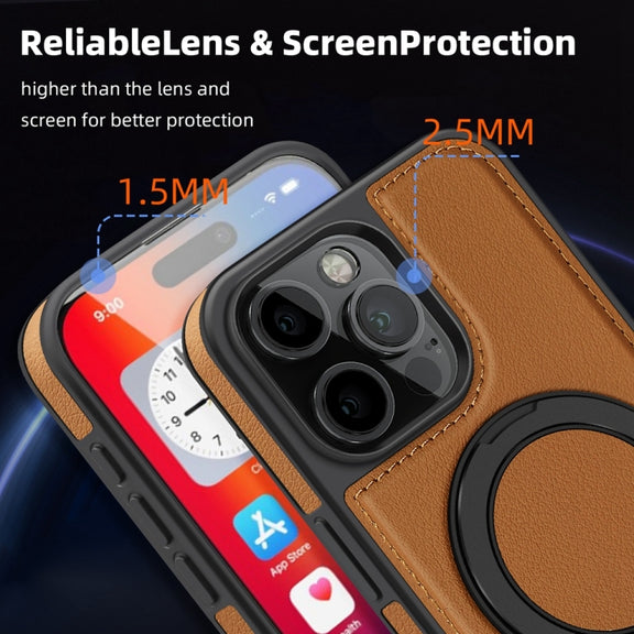 For iPhone 16 Yashi 360 Degree Rotating MagSafe Holder Phone Case(Brown)
