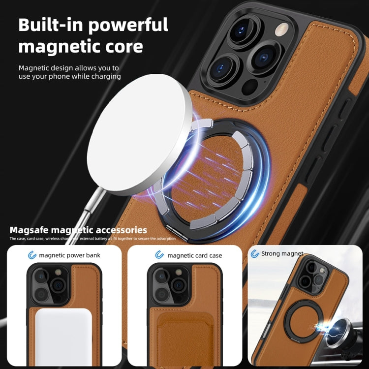 For iPhone 16 Yashi 360 Degree Rotating MagSafe Holder Phone Case(Brown)
