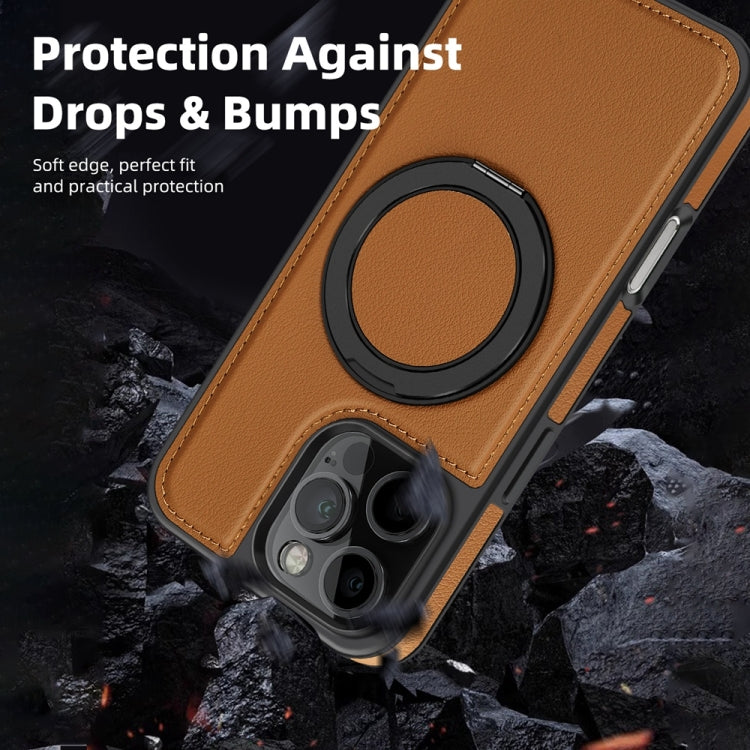 For iPhone 16 Yashi 360 Degree Rotating MagSafe Holder Phone Case(Brown)