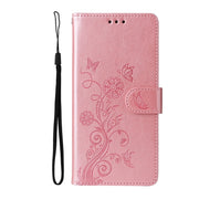 For Samsung Galaxy S25 5G Embossed Butterfly Flowers Leather Phone Case(Rose Gold)
