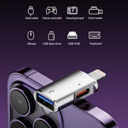 8 Pin to USB, USB-C / Type-C OTG Adapter(Silver)