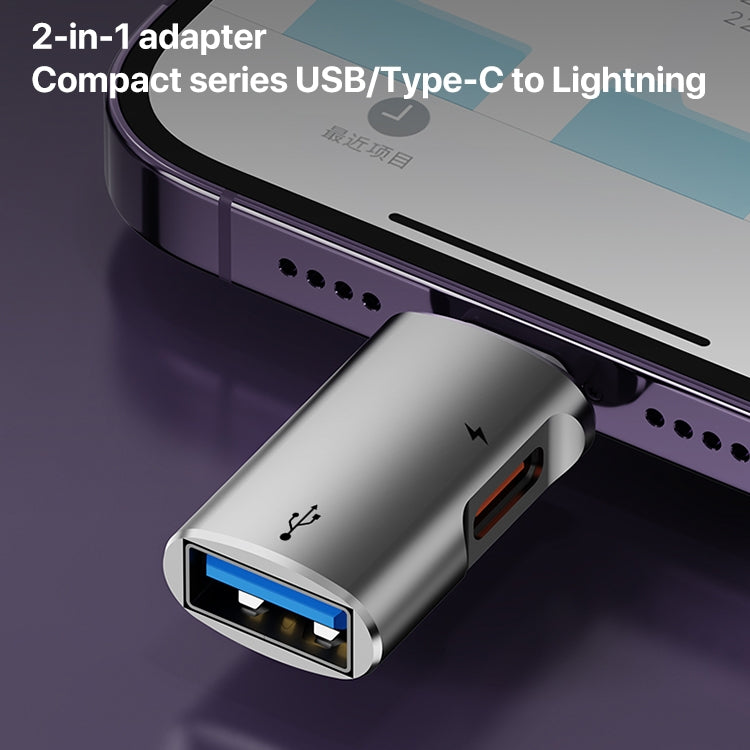 8 Pin to USB, USB-C / Type-C OTG Adapter(Silver)