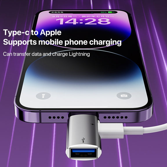 8 Pin to USB, USB-C / Type-C OTG Adapter(Silver)