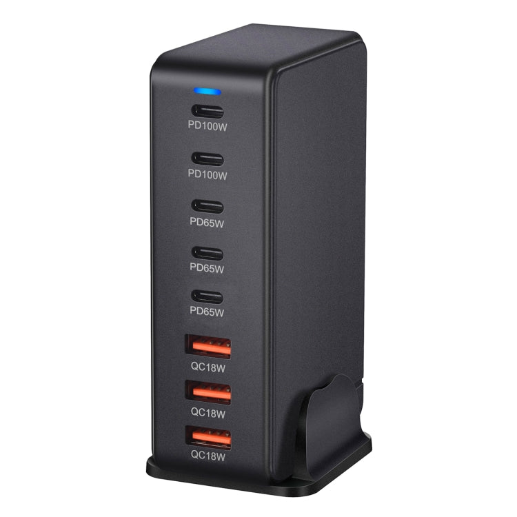 440W GaN USB Power Adapter Travel Charger with 3 x USB, 5 x PD Port, Plug:EU Plug(Black)