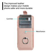 For Samsung Galaxy S25+ 5G Litchi Texture Drawing Card Bag Ring Holder Phone Case(Rose Gold)