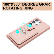 For Samsung Galaxy S25 Ultra 5G Litchi Texture Drawing Card Bag Ring Holder Phone Case(Brown)