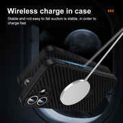 For iPhone 16 Pro Carbon Fiber MagSafe 360 Degree Rotating Holder Phone Case(Black)