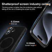 For iPhone 16 Pro Max Carbon Fiber MagSafe 360 Degree Rotating Holder Phone Case(Black)