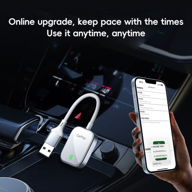 USB, USB-C / Type-C Dual Interface Wired to Wireless Car CarPlay Box Adapter for iPhone(Black)