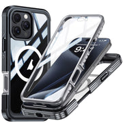For iPhone 16 Pro RedPepper Tempered Glass MagSafe Phone Case(Black Grey)