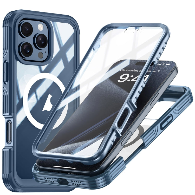 For iPhone 16 Pro RedPepper Tempered Glass MagSafe Phone Case(Dark Blue)