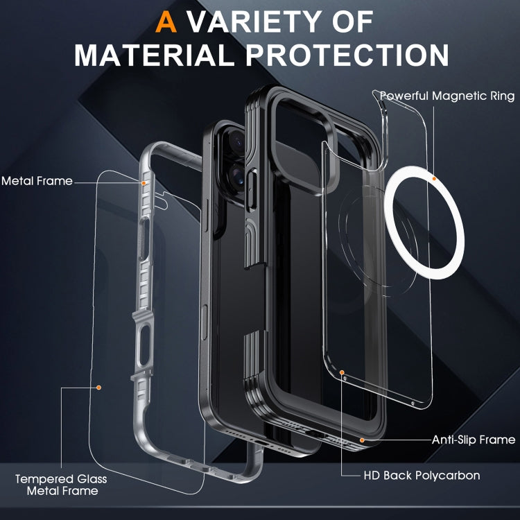 For iPhone 16 Pro RedPepper Tempered Glass MagSafe Phone Case(Dark Blue)