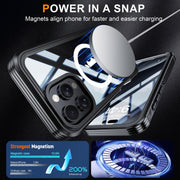 For iPhone 16 Pro Max RedPepper Tempered Glass MagSafe Phone Case(Black Grey)