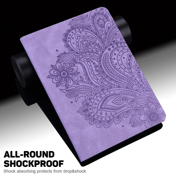 For Honor Pad 8 Peacock Embossed Pattern Leather Tablet Case(Purple)