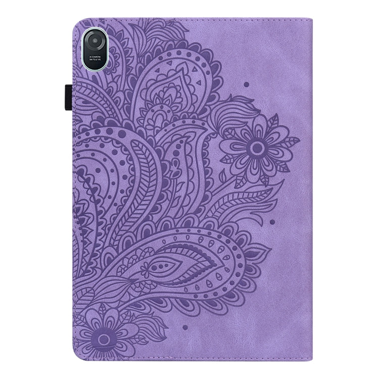 For Honor Pad 8 Peacock Embossed Pattern Leather Tablet Case(Purple)