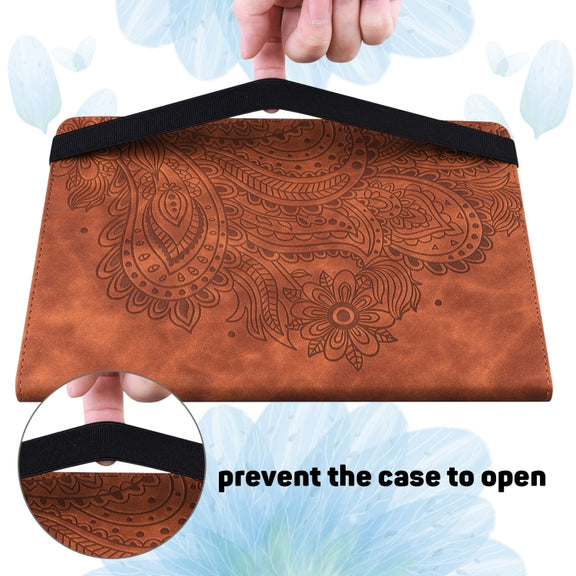For Honor Pad 8 Peacock Embossed Pattern Leather Tablet Case(Brown)
