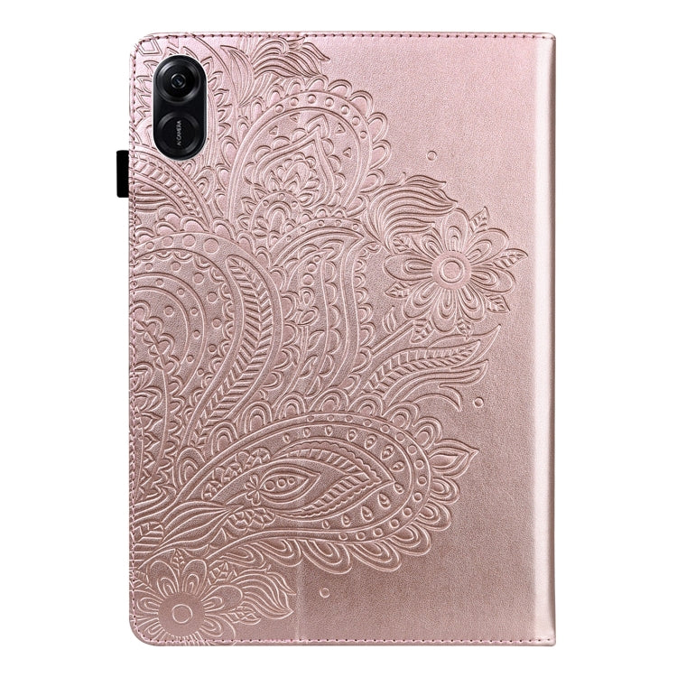 For Honor Pad X9 Peacock Embossed Pattern Leather Tablet Case(Rose Gold)