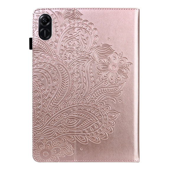 For Honor Pad X9 Peacock Embossed Pattern Leather Tablet Case(Rose Gold)