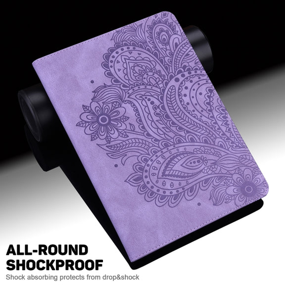For Honor Pad X9 Peacock Embossed Pattern Leather Tablet Case(Purple)