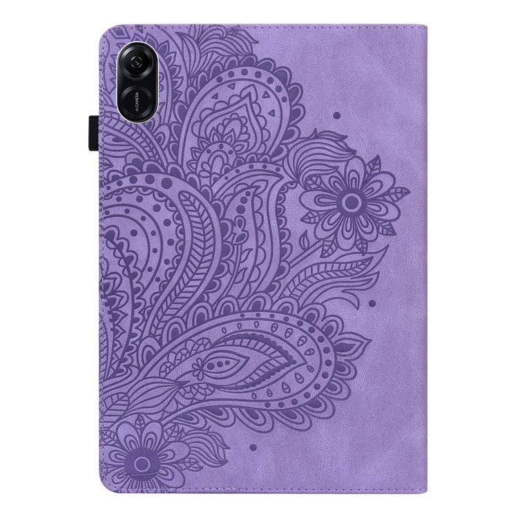 For Honor Pad X9 Peacock Embossed Pattern Leather Tablet Case(Purple)