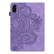 For Honor Pad X9 Peacock Embossed Pattern Leather Tablet Case(Purple)