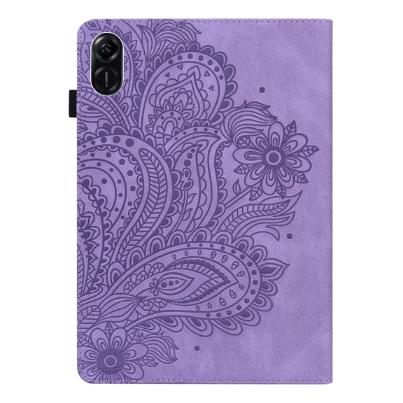 For Honor Pad X9 Peacock Embossed Pattern Leather Tablet Case(Purple)