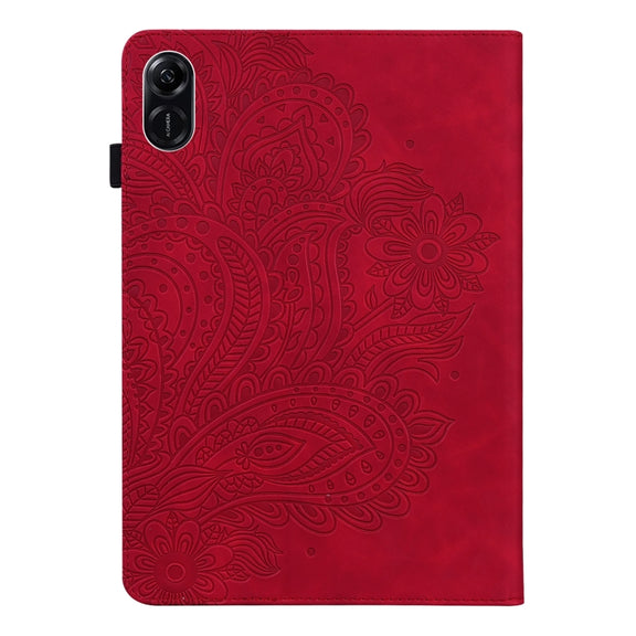 For Honor Pad X9 Peacock Embossed Pattern Leather Tablet Case(Red)