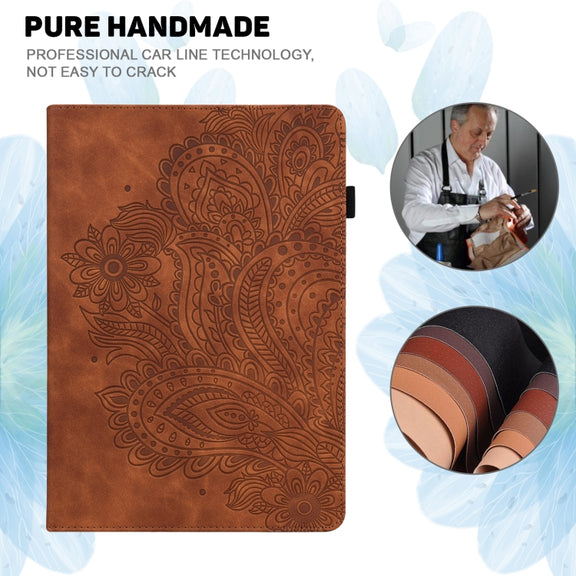 For Honor Pad X9 Peacock Embossed Pattern Leather Tablet Case(Brown)