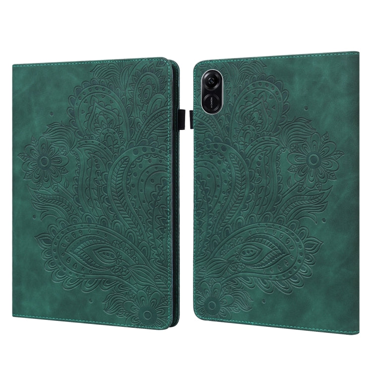 For Honor Pad X9 Peacock Embossed Pattern Leather Tablet Case(Green)