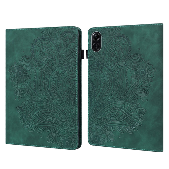 For Honor Pad X9 Peacock Embossed Pattern Leather Tablet Case(Green)