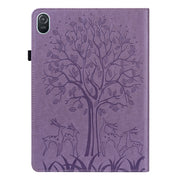 For Honor Pad 8 Tree & Deer Embossed Leather Tablet Case(Purple)