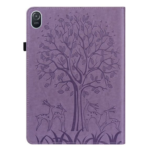 For Honor Pad 8 Tree & Deer Embossed Leather Tablet Case(Purple)
