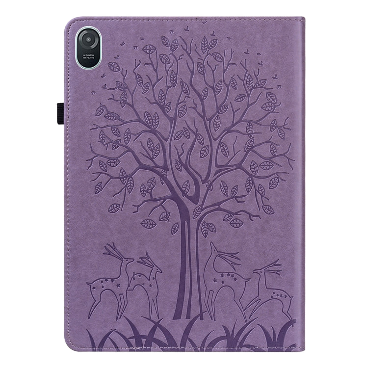 For Honor Pad 8 Tree & Deer Embossed Leather Tablet Case(Purple)