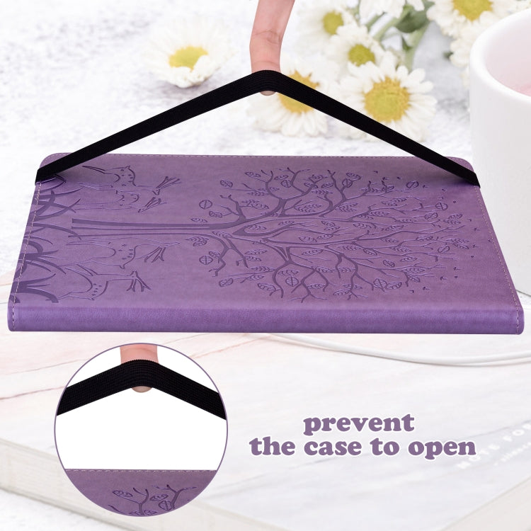 For Honor Pad 8 Tree & Deer Embossed Leather Tablet Case(Purple)