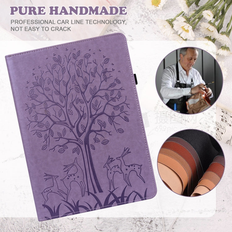 For Honor Pad 8 Tree & Deer Embossed Leather Tablet Case(Purple)