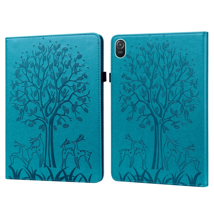 For Honor Pad 8 Tree & Deer Embossed Leather Tablet Case(Blue)