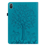 For Honor Pad 8 Tree & Deer Embossed Leather Tablet Case(Blue)