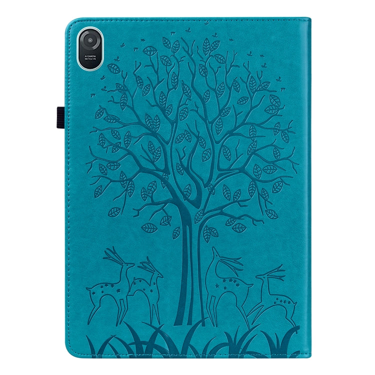 For Honor Pad 8 Tree & Deer Embossed Leather Tablet Case(Blue)