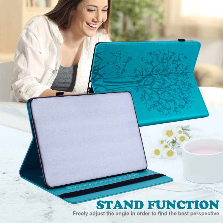 For Honor Pad 8 Tree & Deer Embossed Leather Tablet Case(Blue)