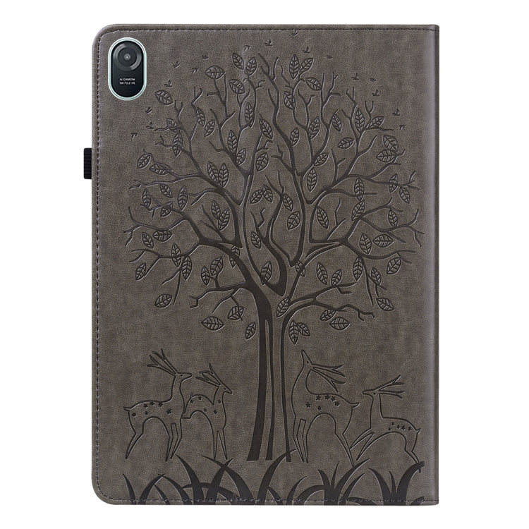 For Honor Pad 8 Tree & Deer Embossed Leather Tablet Case(Grey)