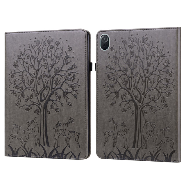 For Honor Pad 8 Tree & Deer Embossed Leather Tablet Case(Grey)