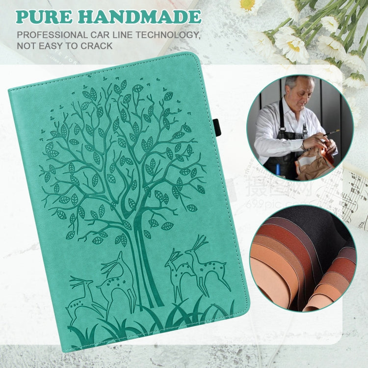 For Honor Pad 8 Tree & Deer Embossed Leather Tablet Case(Green)