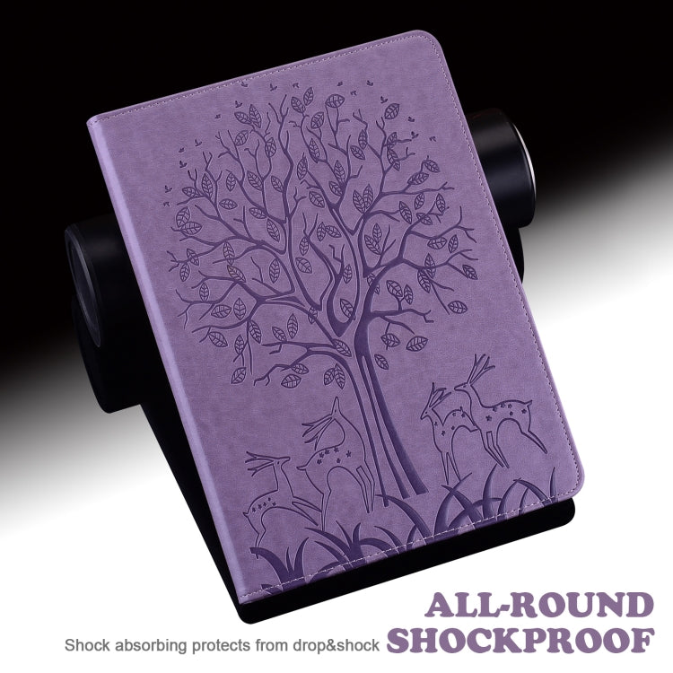 For Honor Pad X9 Tree & Deer Embossed Leather Tablet Case(Purple)