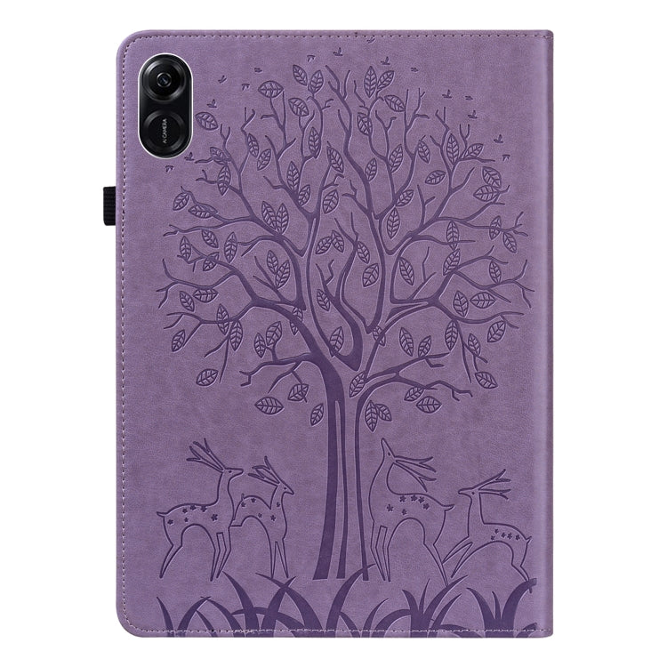 For Honor Pad X9 Tree & Deer Embossed Leather Tablet Case(Purple)